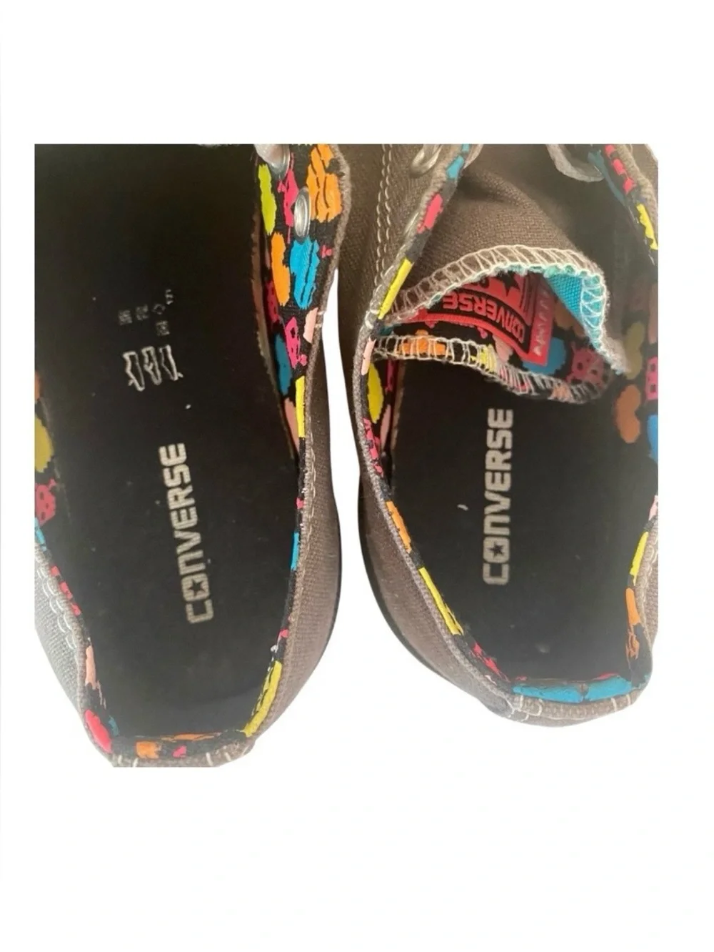 Converse Double Tongue Gray Sneakers with Multicolor Accents Jr 5 Women’s 7
